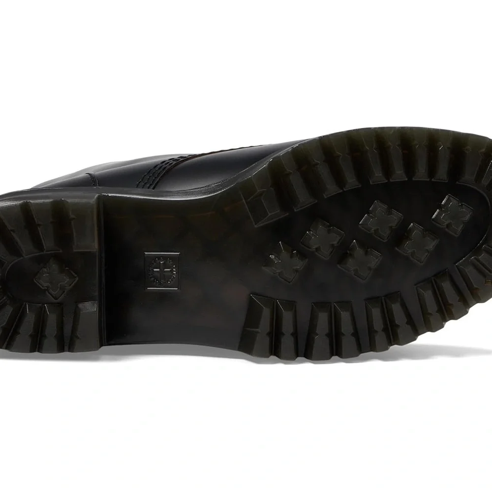 Dr Martens Leona Nubuck Leather Platform Combat Boots Woman Black NEW - Picture 3 of 9